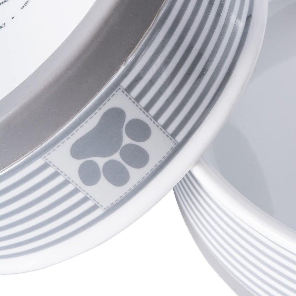 Paw & Patch Ceramic Pet Collection, Medium Set, 6X2", Gray, 2 Piece